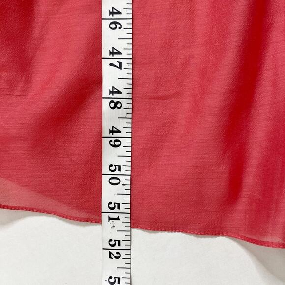 Anna October Chiffon Puff Sleeve Open Back Midi Dress Pink Orange Size US 4 - Picture 8 of 8